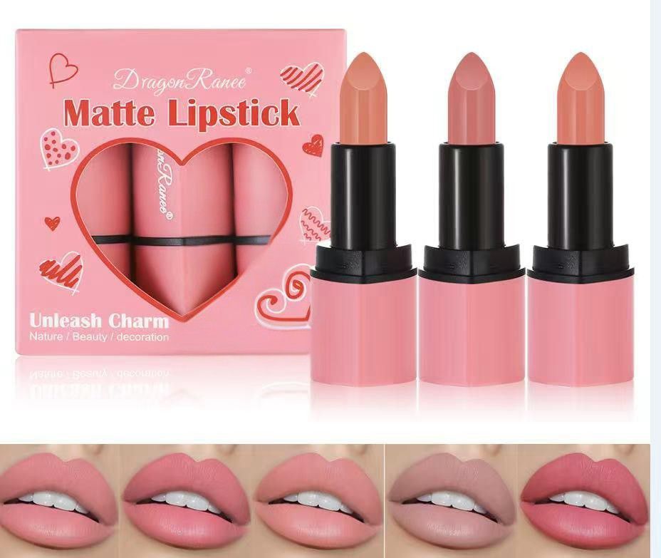 Dragon Ranee Heart Shape Matte High Shine 3Pcs Lipstick